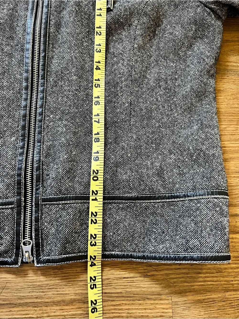 Vintage Michael Michael Kors Tweed Bouclé Front Moto Jacket Contrast Stitching